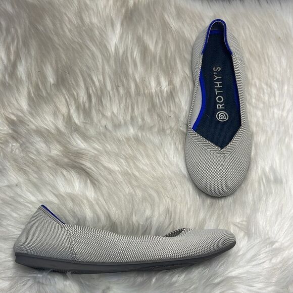 Rothy's The Flat Charcoal Black/White Round Toe Flats Sz 6.5 - Picture 1 of 6